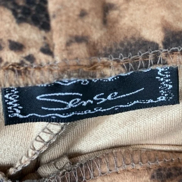 Sense Vintage Brown Paisley Faux Suede Boho Retro Y2K Mid Rise Flare Pants M - Picture 6 of 6